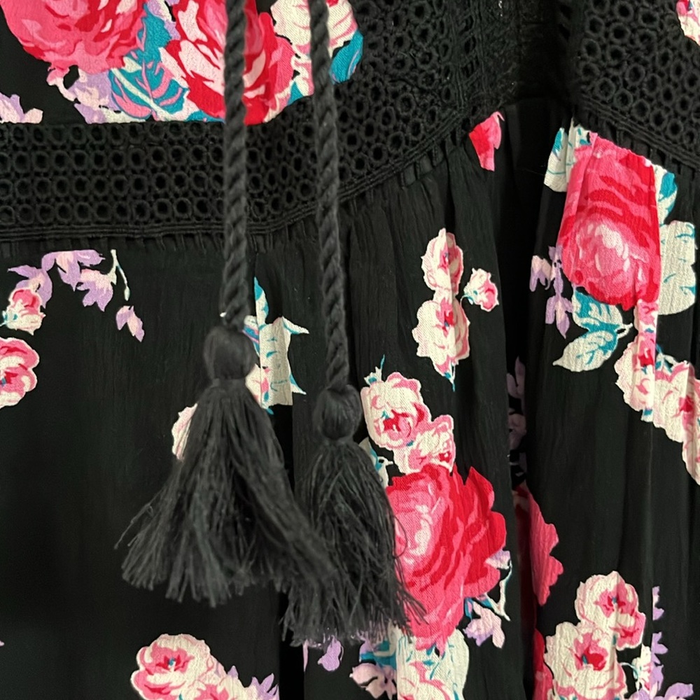 Torrid Floral Gauze Lace Up Skater Dress - Picture 8 of 15